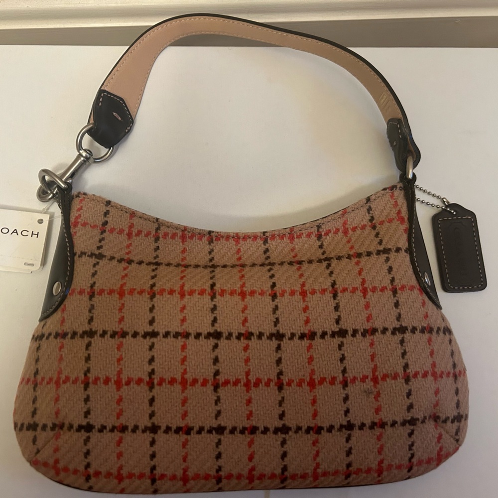 New with tags Plaid Coach mini bag with registration card. MIL TAT DEM HOBO